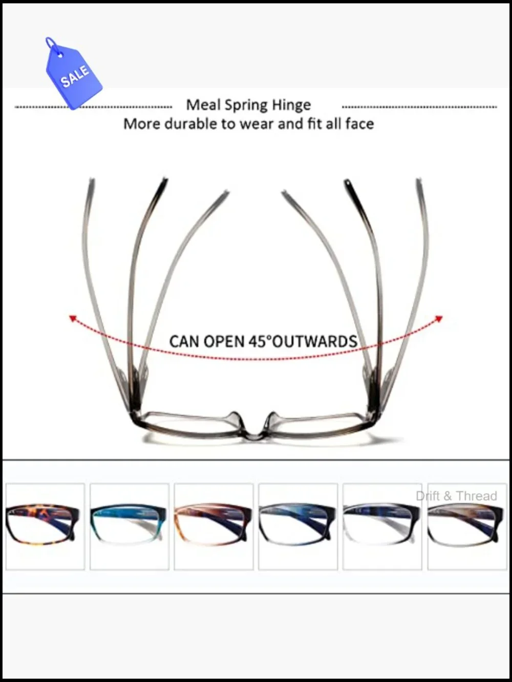 Blue Light Blocking Reading Glasses 6 Pack Spring Hinge Readers